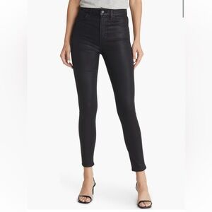 Joe's Jeans High-Rise Black Coated Skinny Jeans